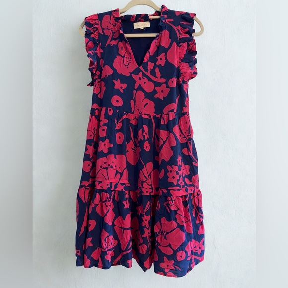 Caballero Pink Blue Shana Floral High Low Dress Eco Friendly Sustainable Size XS - Picture 4 of 9